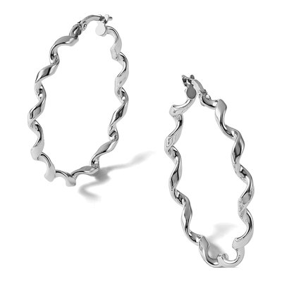Sterling Silver 38mm Twisted Hoop Earrings – view 6