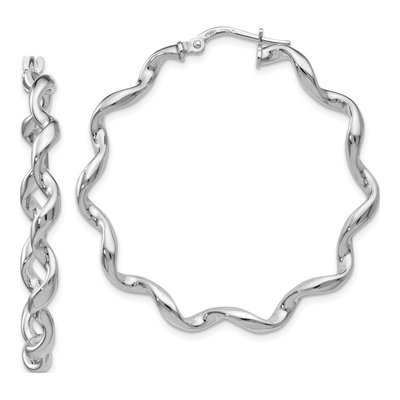 Sterling Silver 38mm Twisted Hoop Earrings