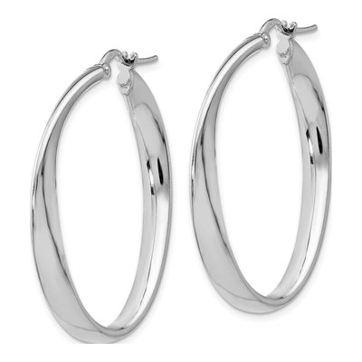 Sterling Silver 36mm Twisted Oval Hoop Earrings – view 3