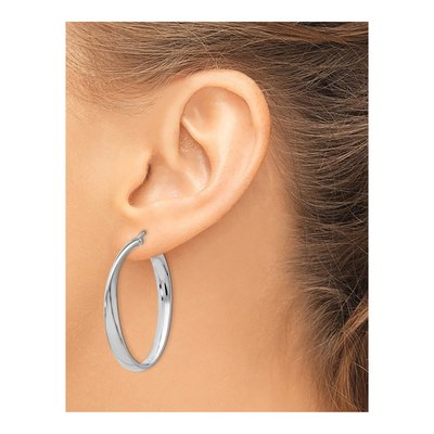 Sterling Silver 36mm Twisted Oval Hoop Earrings – view 4