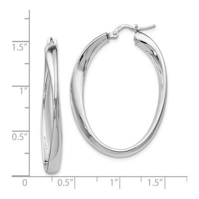 Sterling Silver 36mm Twisted Oval Hoop Earrings – view 5