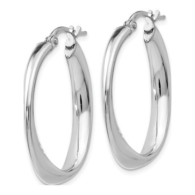 Sterling Silver 31mm Twisted Oval Hoop Earrings – view 3