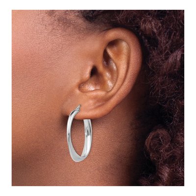 Sterling Silver 31mm Twisted Oval Hoop Earrings – view 4