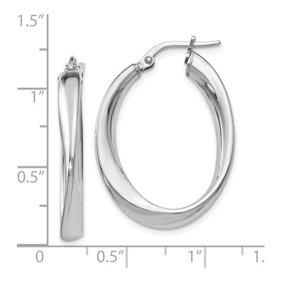 Sterling Silver 31mm Twisted Oval Hoop Earrings – view 5