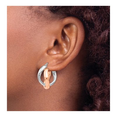 Gold-Plated Sterling Silver 21mm Double Hoop Earrings – view 4