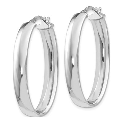 Sterling Silver Oval Hoop Earrings – view 3
