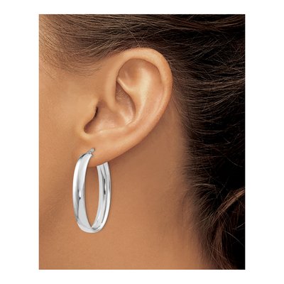 Sterling Silver Oval Hoop Earrings – view 4