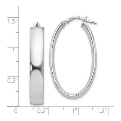 Sterling Silver Oval Hoop Earrings – view 5