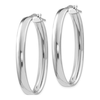 Sterling Silver Oval Hoop Earrings – view 3