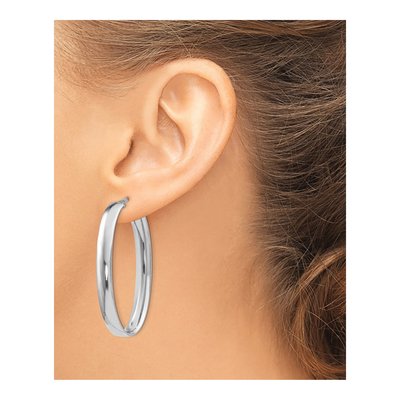Sterling Silver Oval Hoop Earrings – view 4