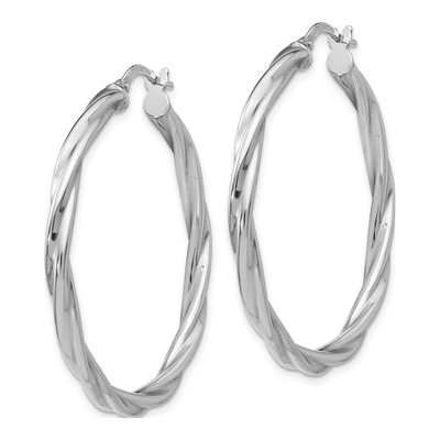 Sterling Silver 36mm Twisted Hoop Earrings – view 3