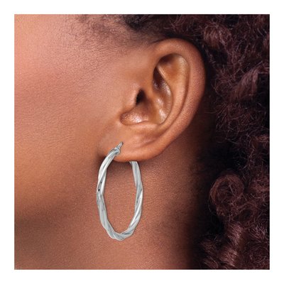 Sterling Silver 36mm Twisted Hoop Earrings – view 4