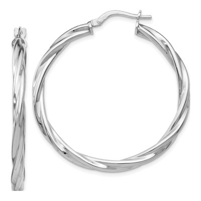 Sterling Silver 36mm Twisted Hoop Earrings