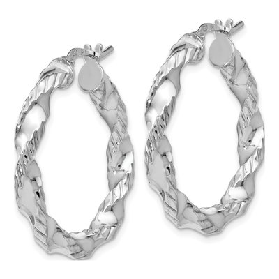 Sterling Silver 29mm Twisted Hoop Earrings – view 3