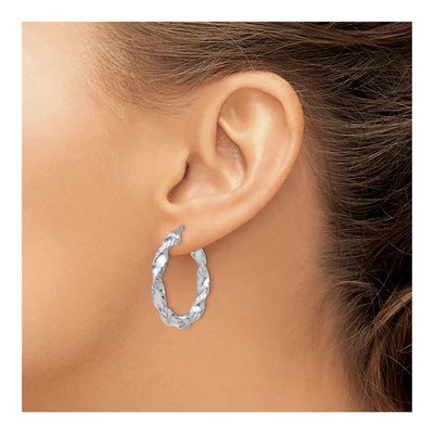 Sterling Silver 29mm Twisted Hoop Earrings – view 4