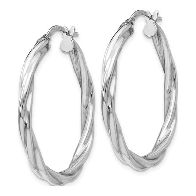 Sterling Silver 32mm Twisted Hoop Earrings – view 3