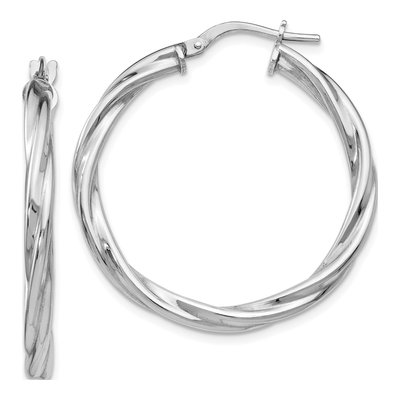 Sterling Silver 32mm Twisted Hoop Earrings