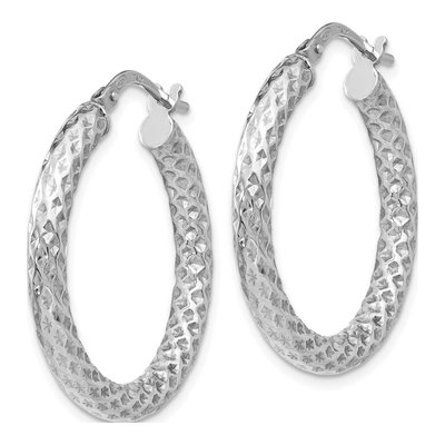 Sterling Silver 27mm Textured Hoop Earrings – view 3