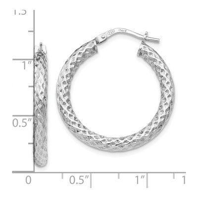 Sterling Silver 27mm Textured Hoop Earrings – view 5