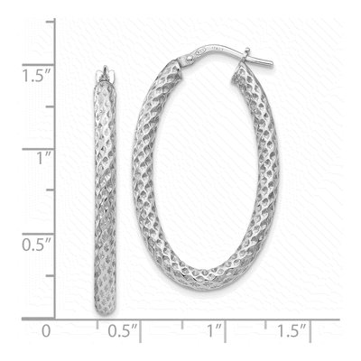 Sterling Silver Textured Oval Hoop Earrings – view 5