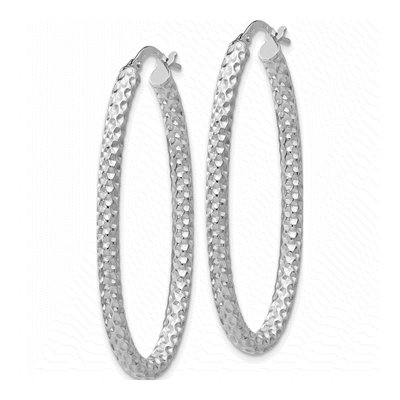 Sterling Silver Oval Hoop Earrings – view 3