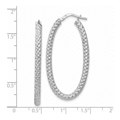 Sterling Silver Oval Hoop Earrings – view 5