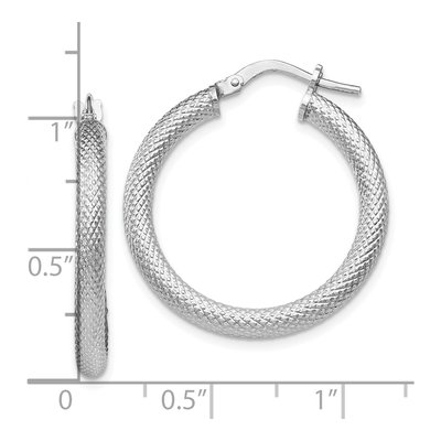 Sterling Silver 26mm Textured Hoop Earrings – view 5