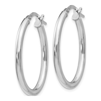 Sterling Silver 27mm Oval Hoop Earrings – view 3