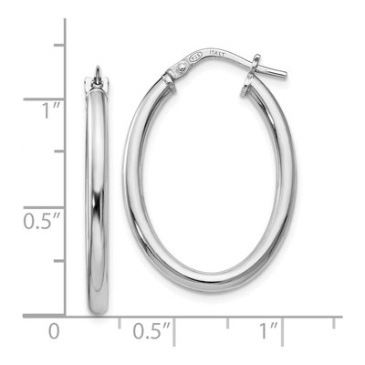 Sterling Silver 27mm Oval Hoop Earrings – view 5