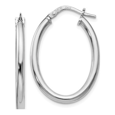 Sterling Silver 27mm Oval Hoop Earrings