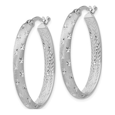 Sterling Silver Diamond-Cut Inside-Out Hoop Earrings – view 3