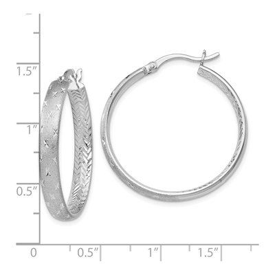 Sterling Silver 31mm Diamond-Cut Hoop Earrings – view 5