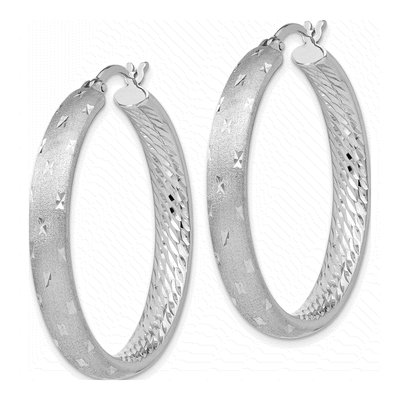 Sterling Silver 39mm Diamond-Cut Inside-Out Hoop Earrings – view 3