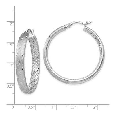 Sterling Silver 39mm Diamond-Cut Inside-Out Hoop Earrings – view 5