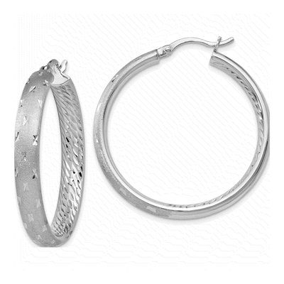 Sterling Silver 39mm Diamond-Cut Inside-Out Hoop Earrings
