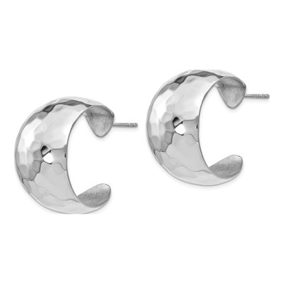 Sterling Silver 27mm Hammered Hoop Earrings – view 3