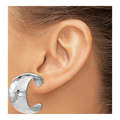 Sterling Silver 27mm Hammered Hoop Earrings – view 4