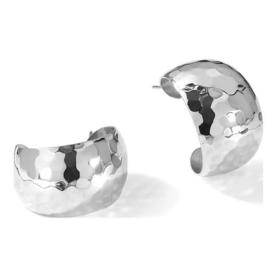 Sterling Silver 27mm Hammered Hoop Earrings – view 6