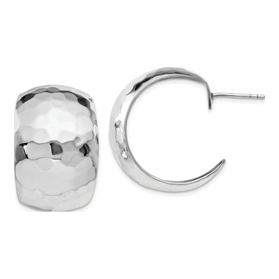 Sterling Silver 27mm Hammered Hoop Earrings