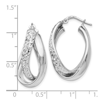 Sterling Silver 26mm Textured Hoop Earrings – view 5