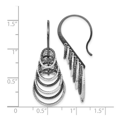 Sterling Silver Ruthenium-Plated Laser Textured Dangle Earrings – view 5