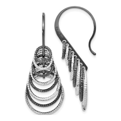 Sterling Silver Ruthenium-Plated Laser Textured Dangle Earrings
