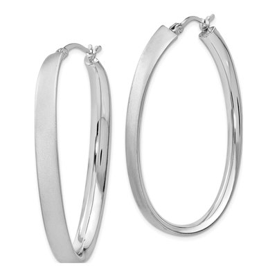 Sterling Silver 51mm Oval Hoop Earrings – view 3