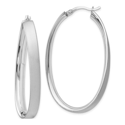 Sterling Silver 51mm Oval Hoop Earrings