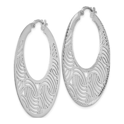 Sterling Silver 39mm Cut-Out Hoop Earrings – view 3