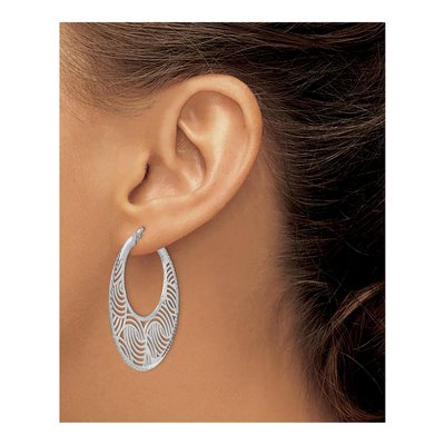Sterling Silver 39mm Cut-Out Hoop Earrings – view 4