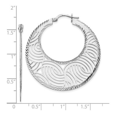 Sterling Silver 39mm Cut-Out Hoop Earrings – view 5