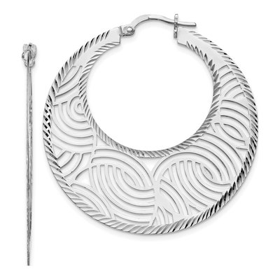 Sterling Silver 39mm Cut-Out Hoop Earrings