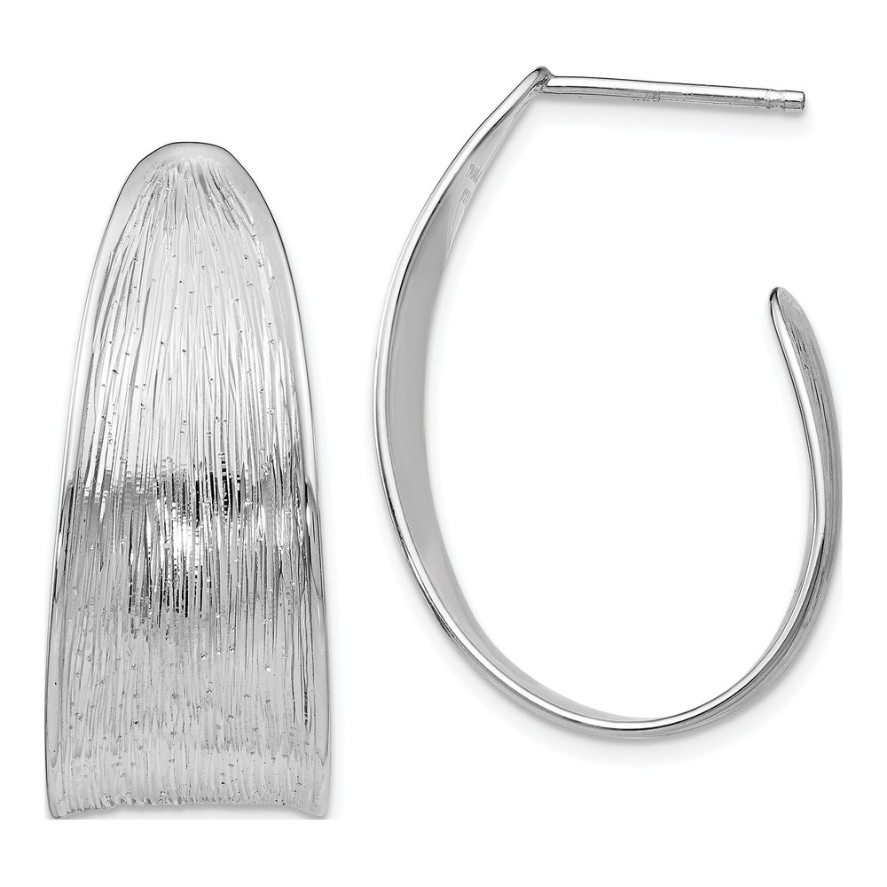 Sterling Silver Rhodium J-Hoop Earrings