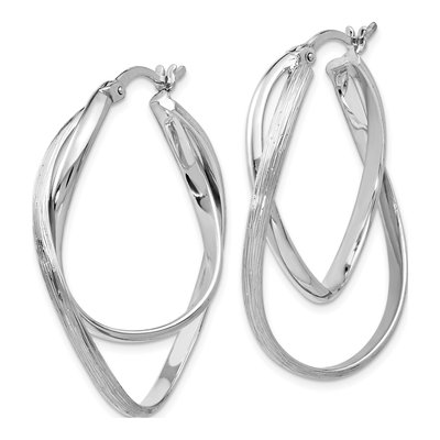 Sterling Silver 37mm Textured Hoop Earrings – view 3